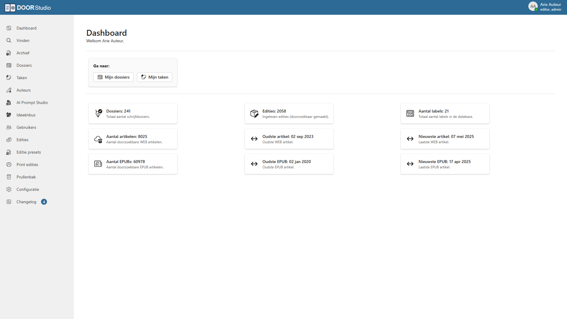 Screenshot dashboard